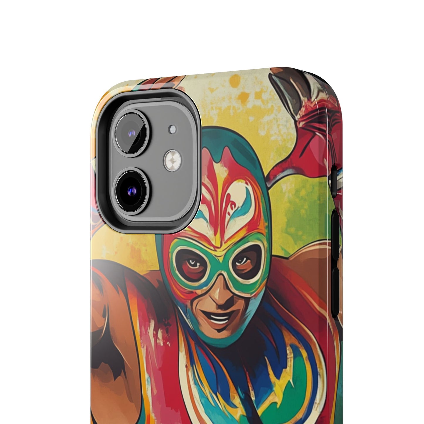 Colorful Lucha Libre Wrestler Tough Phone Case - Protective Phone Cover, Fun Wrestling Fan Gift, Vibrant Masked Wrestler Phone
