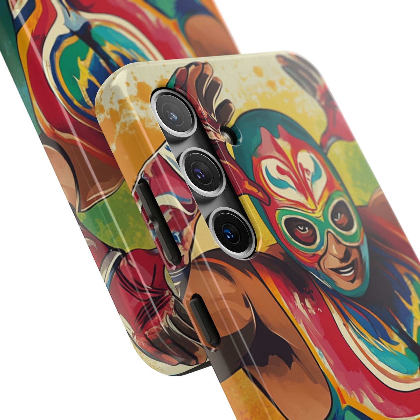 Colorful Lucha Libre Wrestler Tough Phone Case - Protective Phone Cover, Fun Wrestling Fan Gift, Vibrant Masked Wrestler Phone