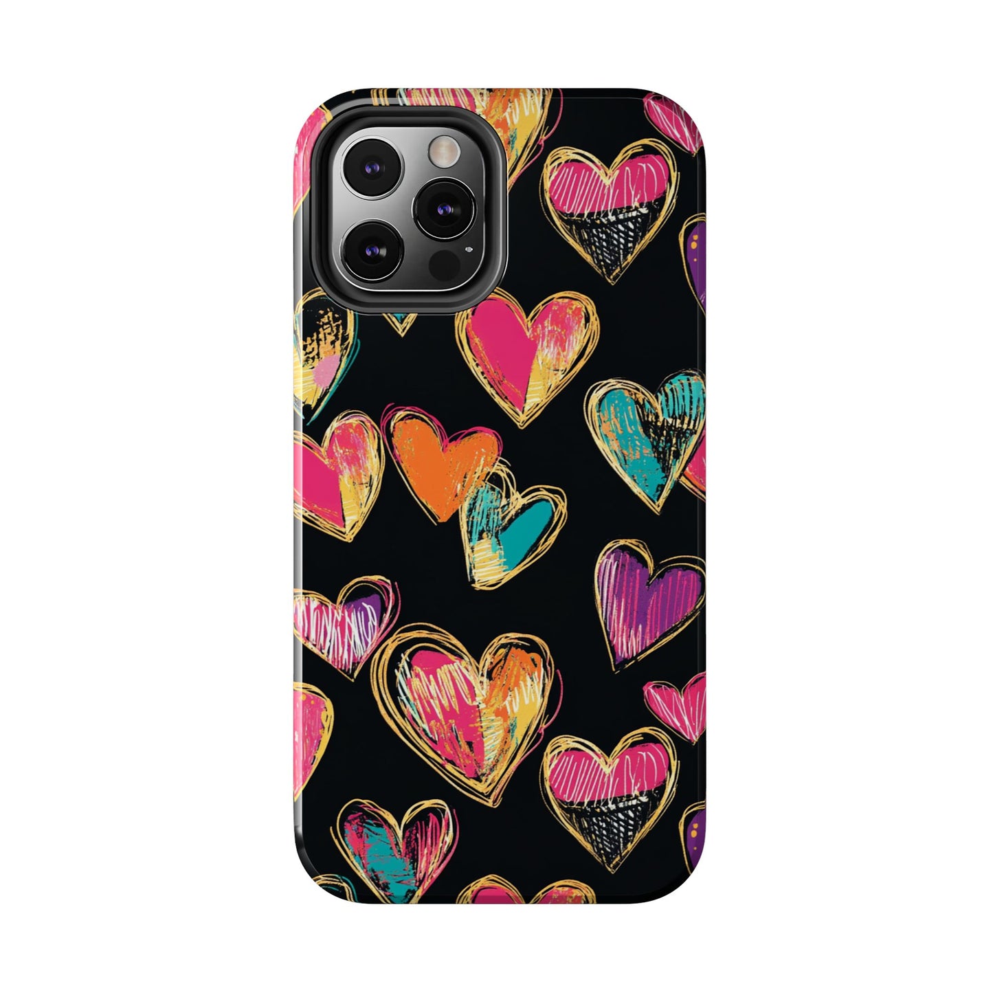 Love is in the Air | Colorful Chalk Hearts Design Phone Case