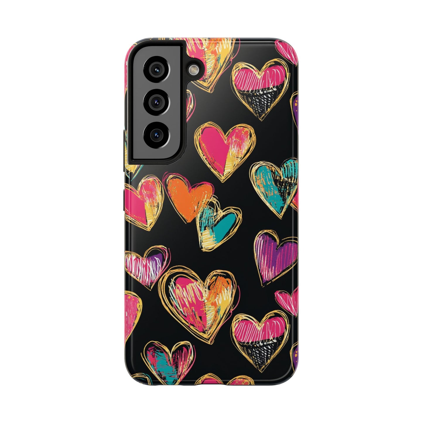 Love is in the Air | Colorful Chalk Hearts Design Phone Case
