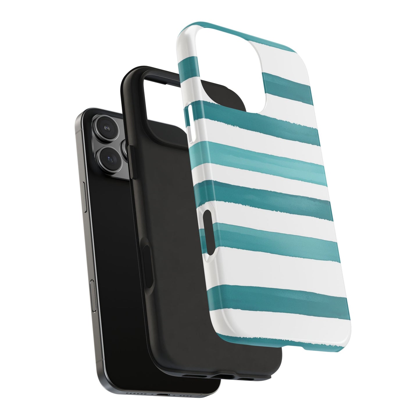 Vibrant Lines | Teal Ocean Striped Tough Phone Case
