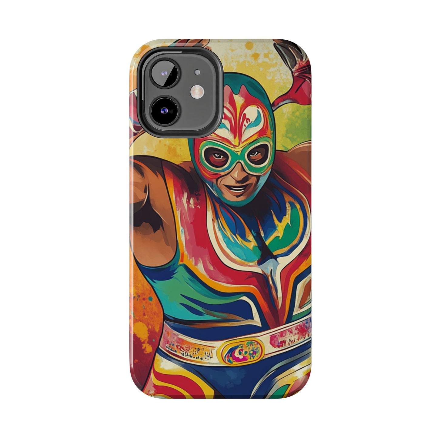 Colorful Lucha Libre Wrestler Tough Phone Case - Protective Phone Cover, Fun Wrestling Fan Gift, Vibrant Masked Wrestler Phone