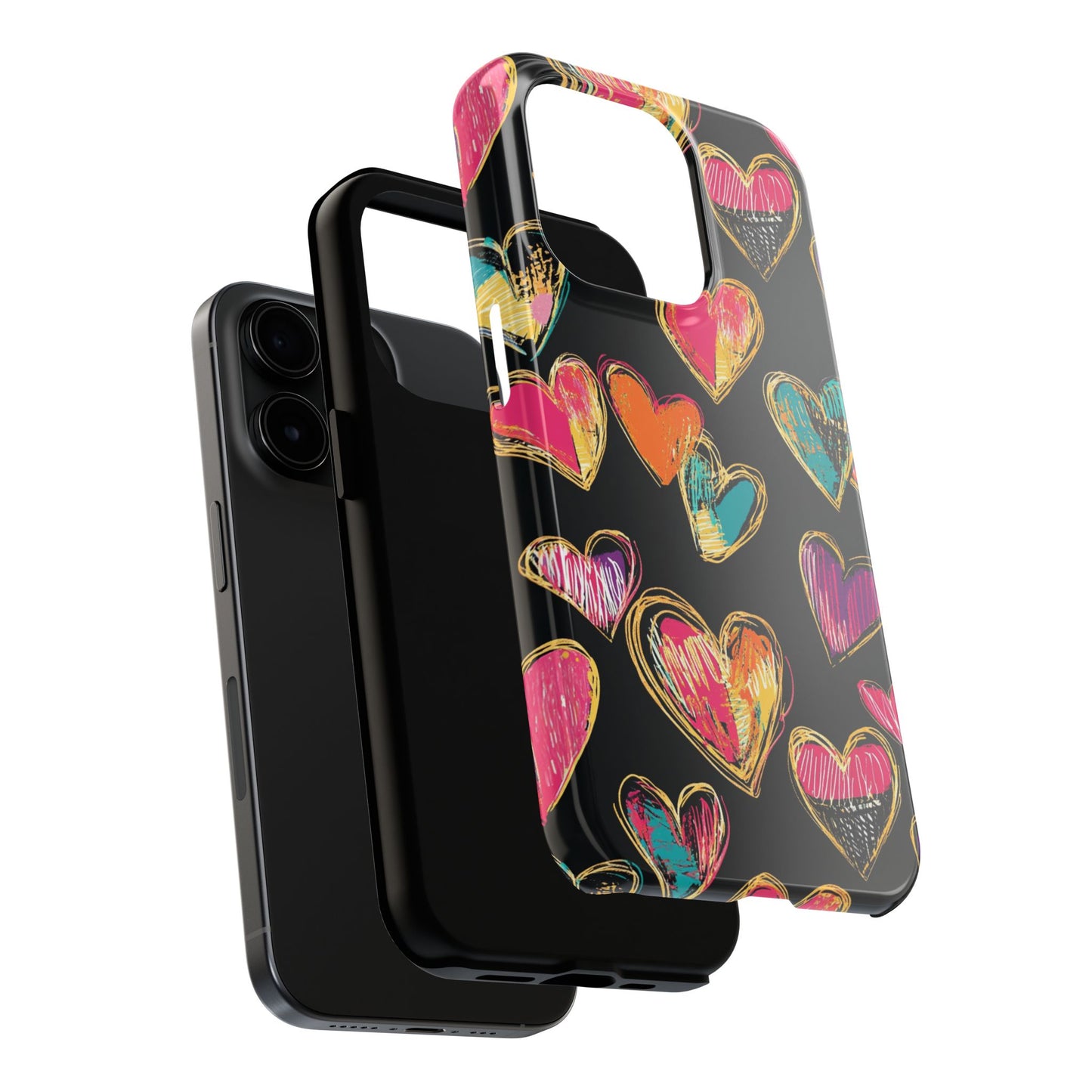 Love is in the Air | Colorful Chalk Hearts Design Phone Case