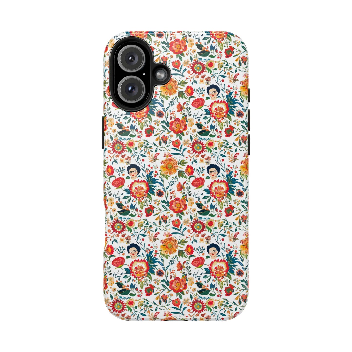 Frida Collection | Colorful Frida Kahlo Tough Phone Case for iPhone, Protective Case, Hard Shell Cover, Shockproof Case, Flower Pattern, Floral Design