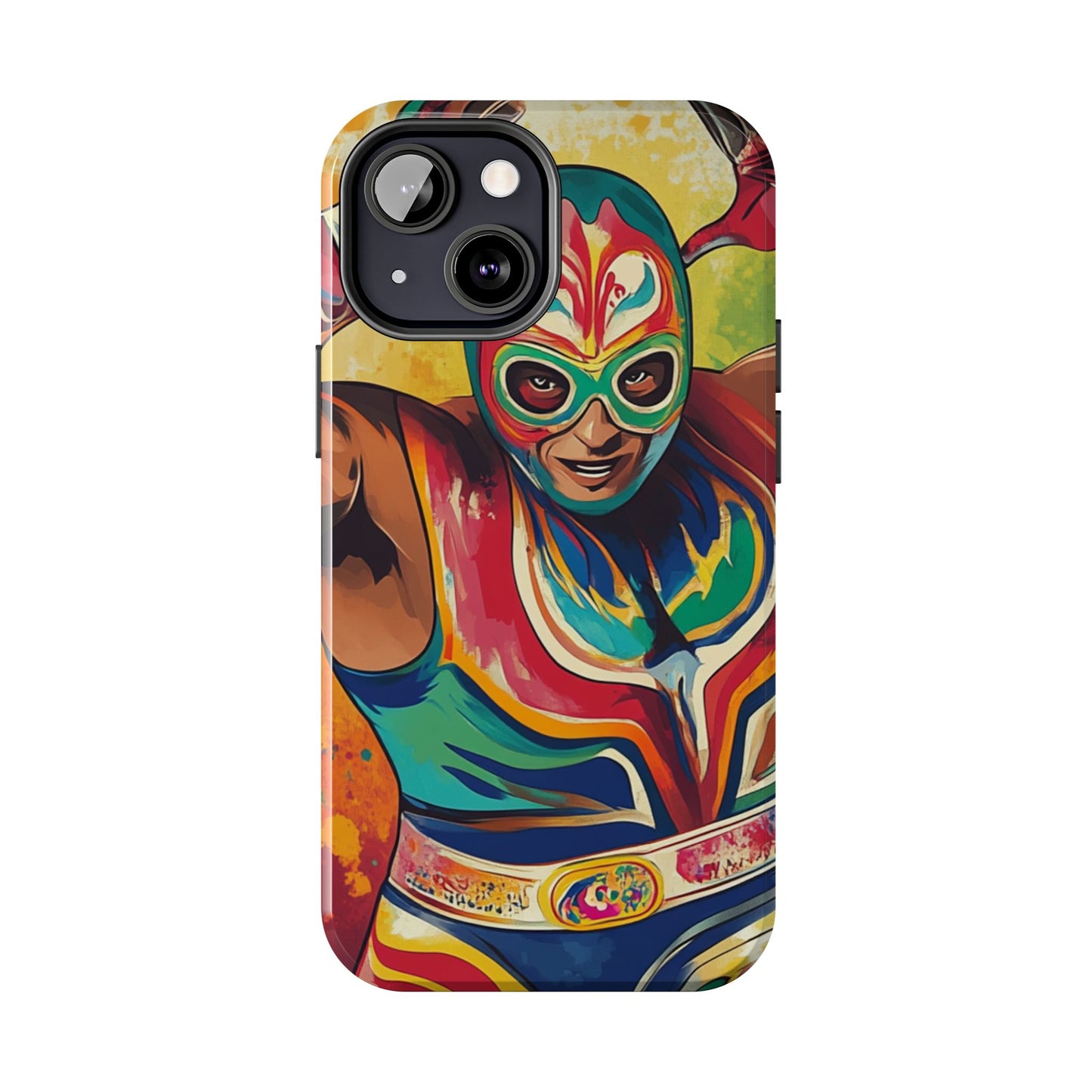 Colorful Lucha Libre Wrestler Tough Phone Case - Protective Phone Cover, Fun Wrestling Fan Gift, Vibrant Masked Wrestler Phone