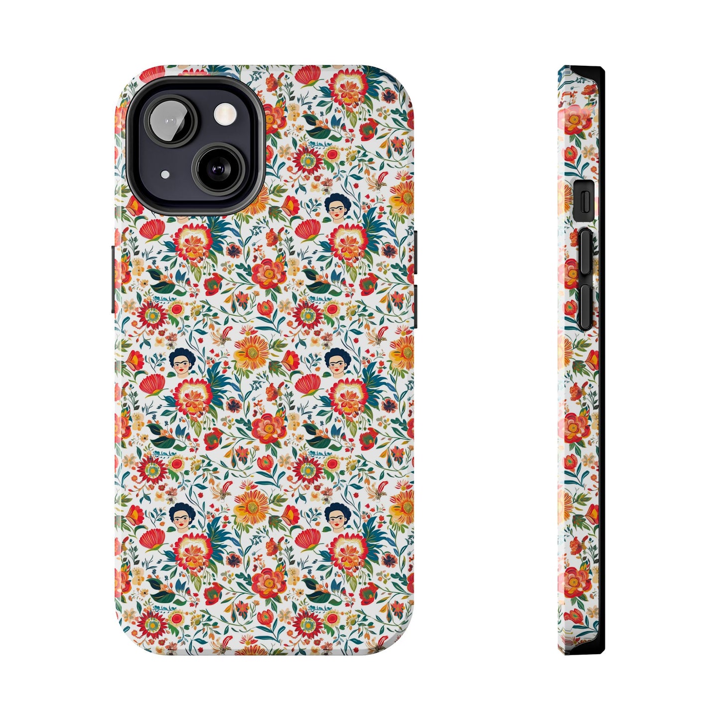 Frida Collection | Colorful Frida Kahlo Tough Phone Case for iPhone, Protective Case, Hard Shell Cover, Shockproof Case, Flower Pattern, Floral Design