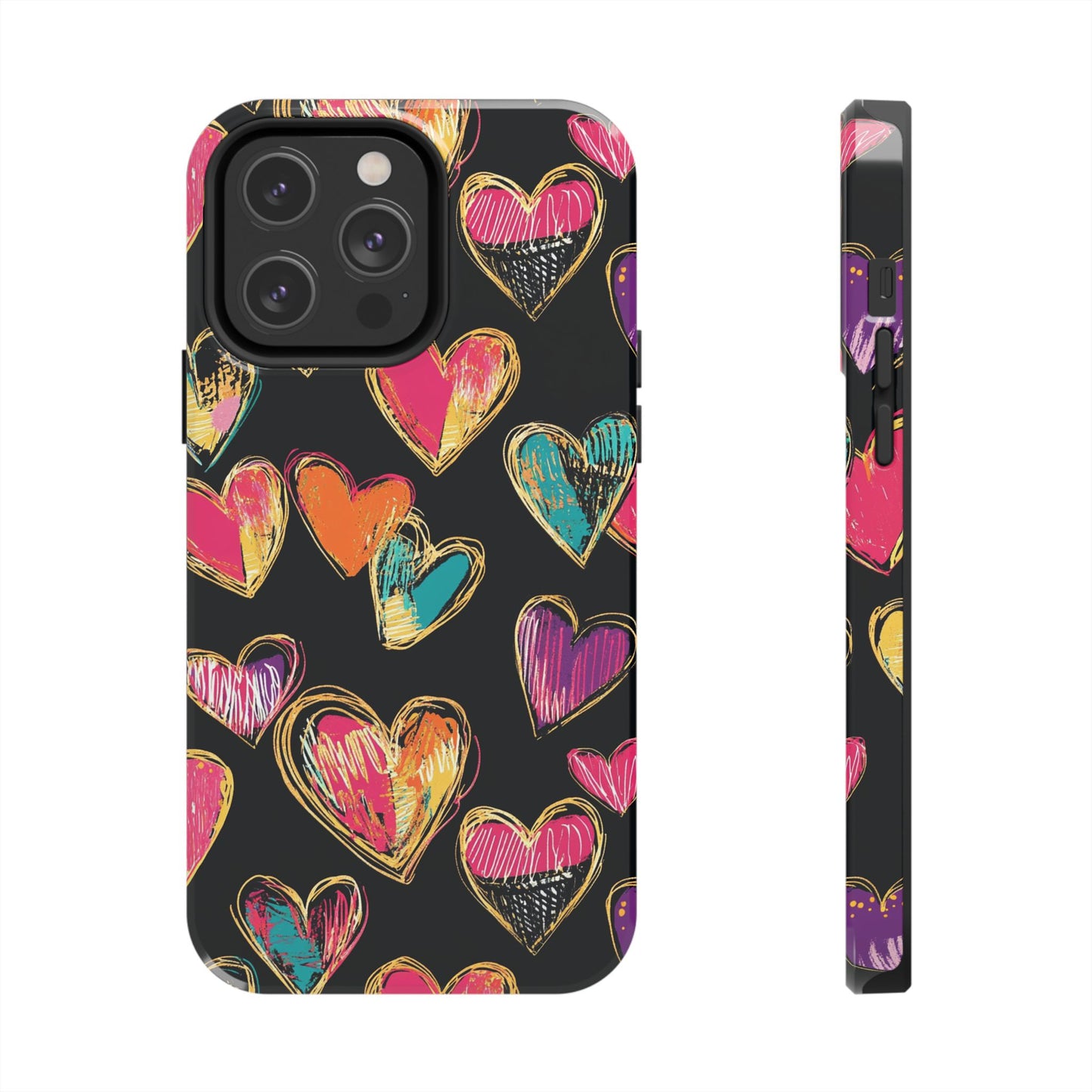 Love is in the Air | Colorful Chalk Hearts Design Phone Case