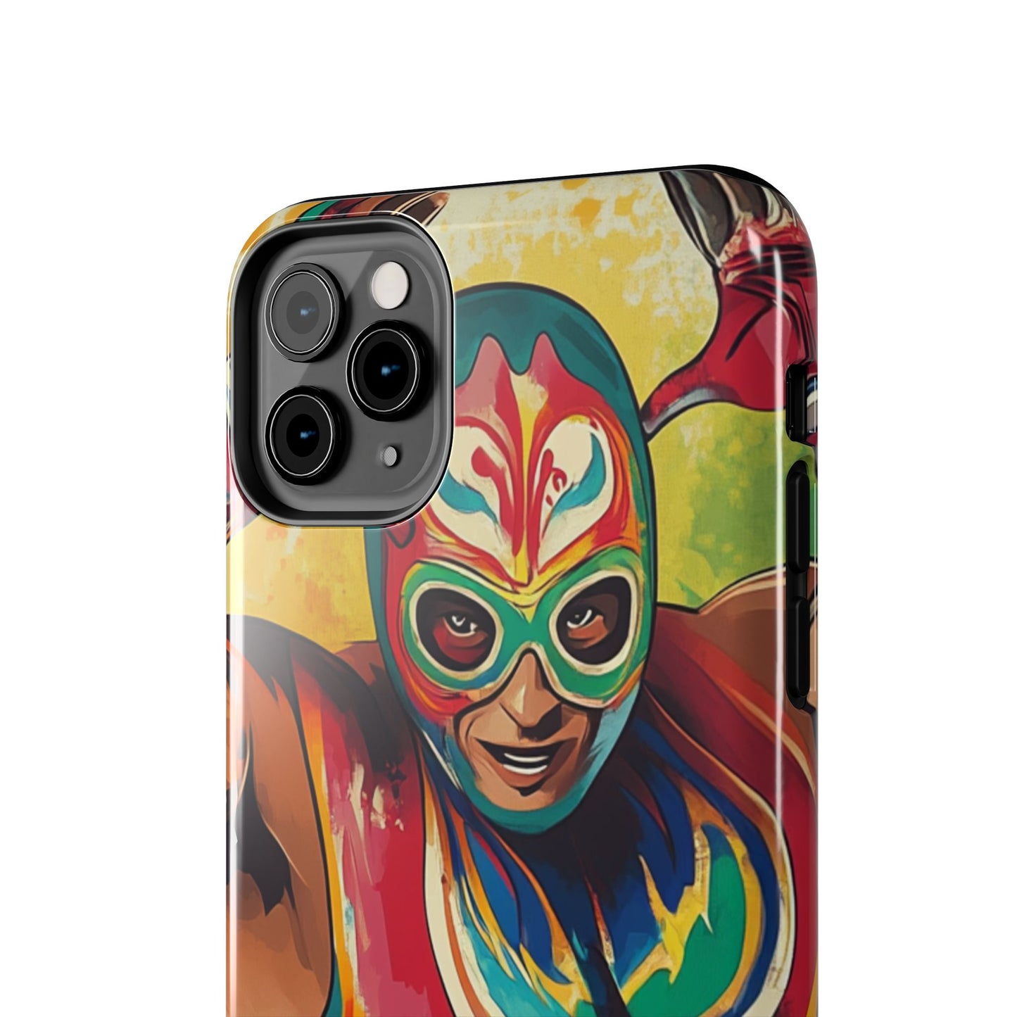 Colorful Lucha Libre Wrestler Tough Phone Case - Protective Phone Cover, Fun Wrestling Fan Gift, Vibrant Masked Wrestler Phone
