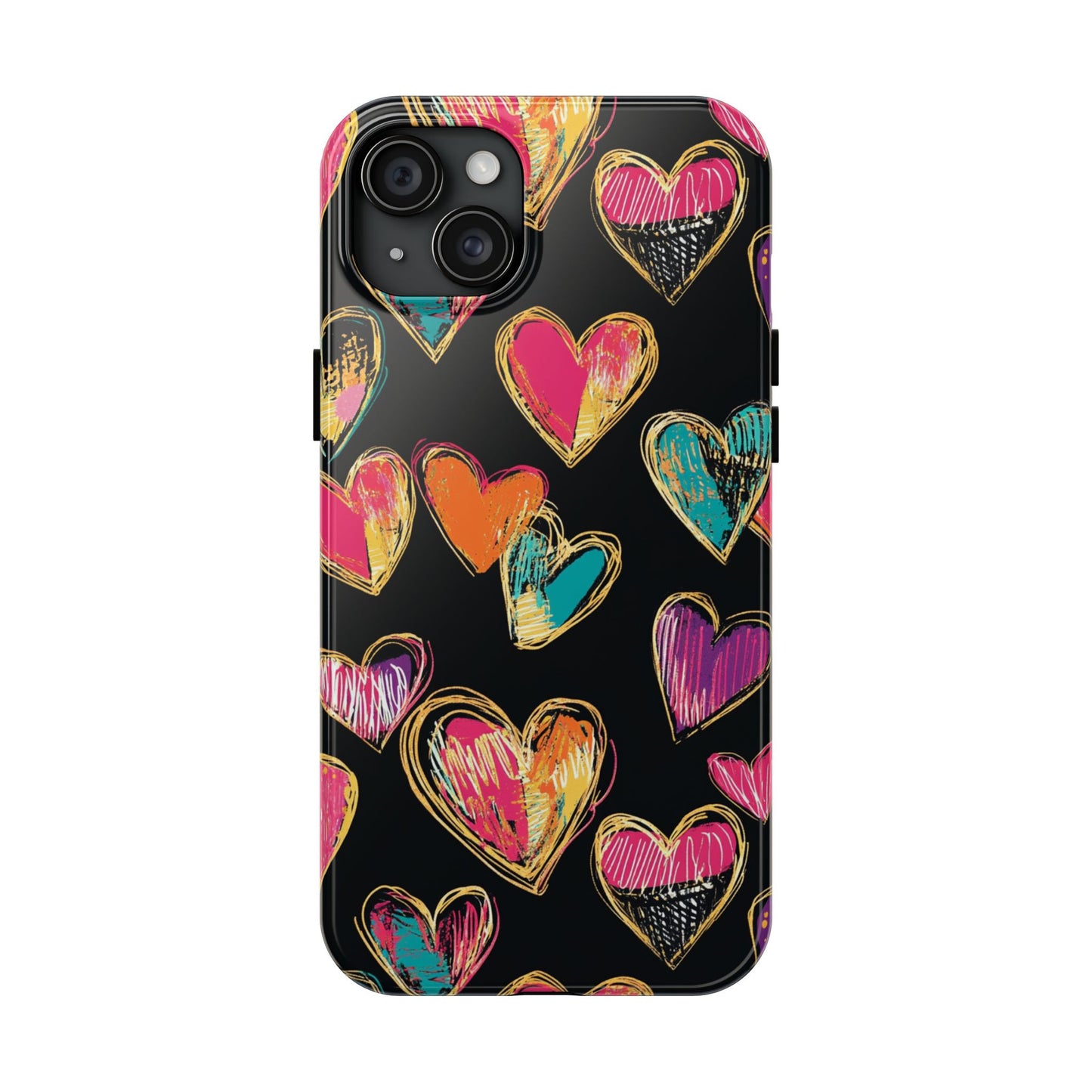 Love is in the Air | Colorful Chalk Hearts Design Phone Case