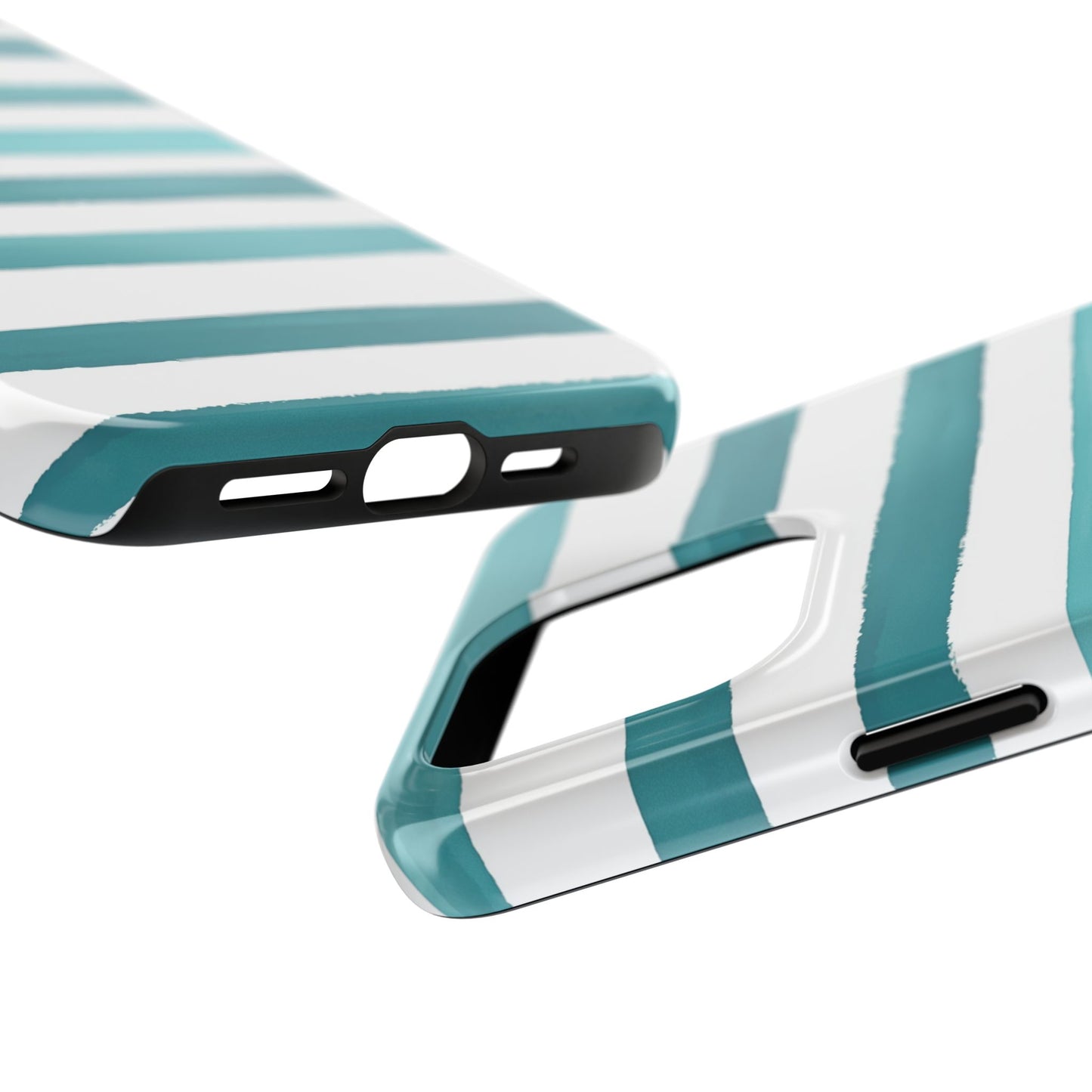 Vibrant Lines | Teal Ocean Striped Tough Phone Case