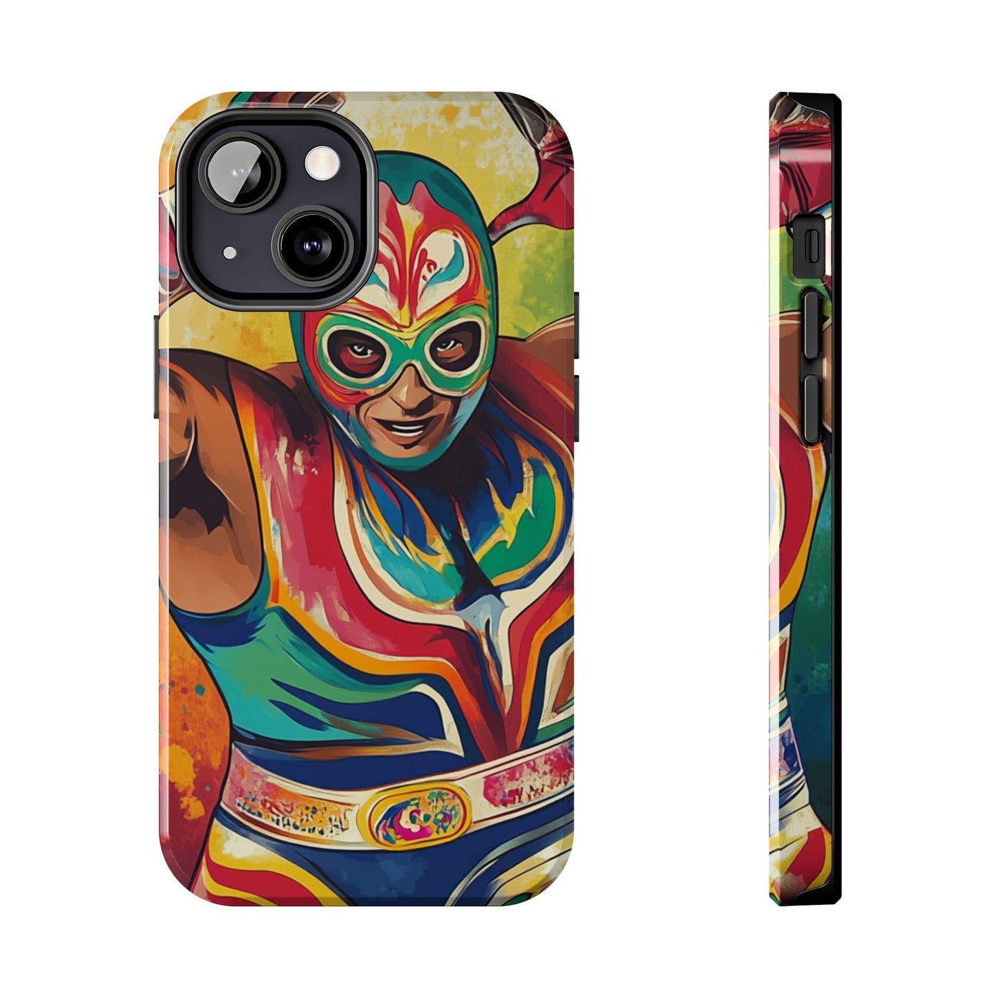 Colorful Lucha Libre Wrestler Tough Phone Case - Protective Phone Cover, Fun Wrestling Fan Gift, Vibrant Masked Wrestler Phone