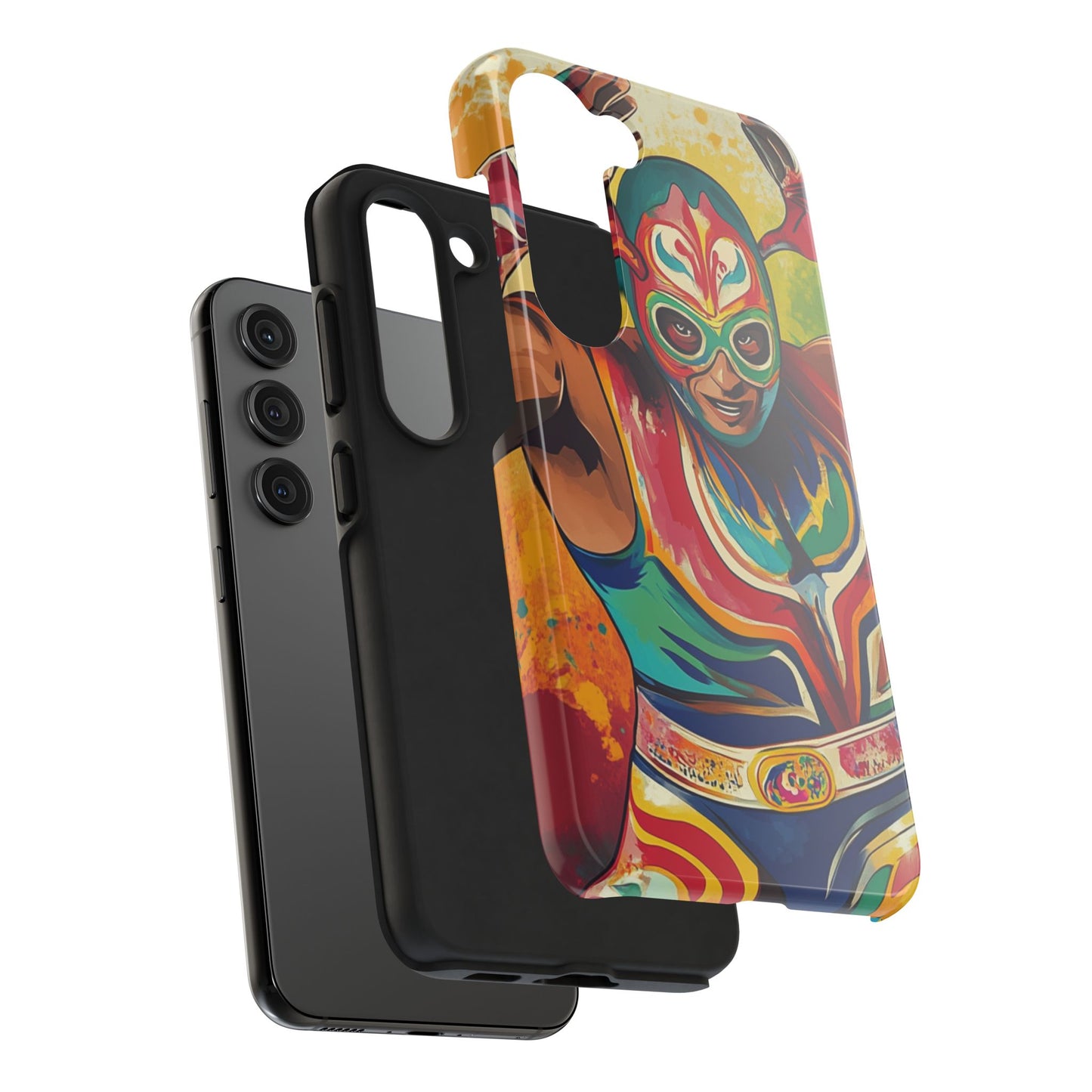 Colorful Lucha Libre Wrestler Tough Phone Case - Protective Phone Cover, Fun Wrestling Fan Gift, Vibrant Masked Wrestler Phone