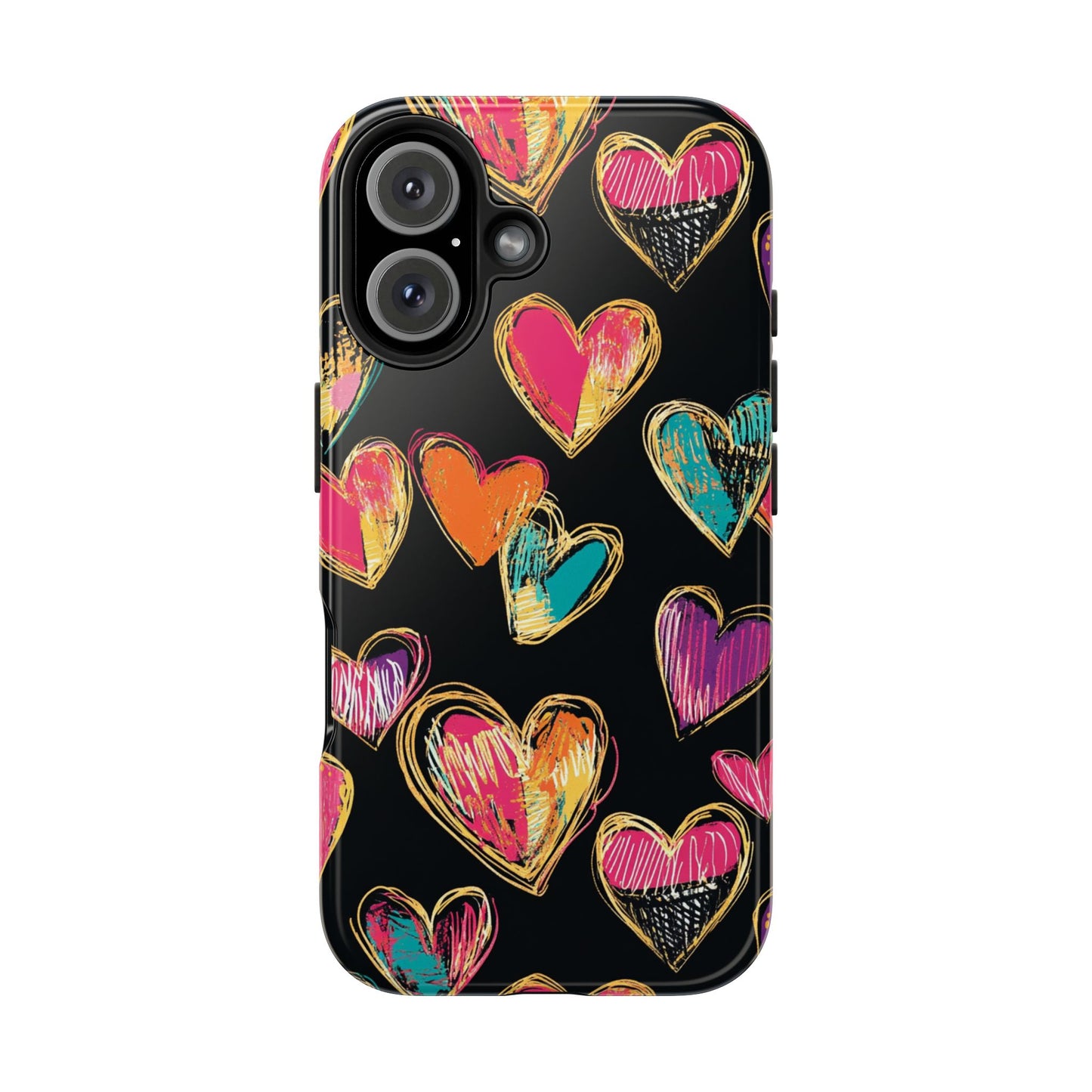 Love is in the Air | Colorful Chalk Hearts Design Phone Case