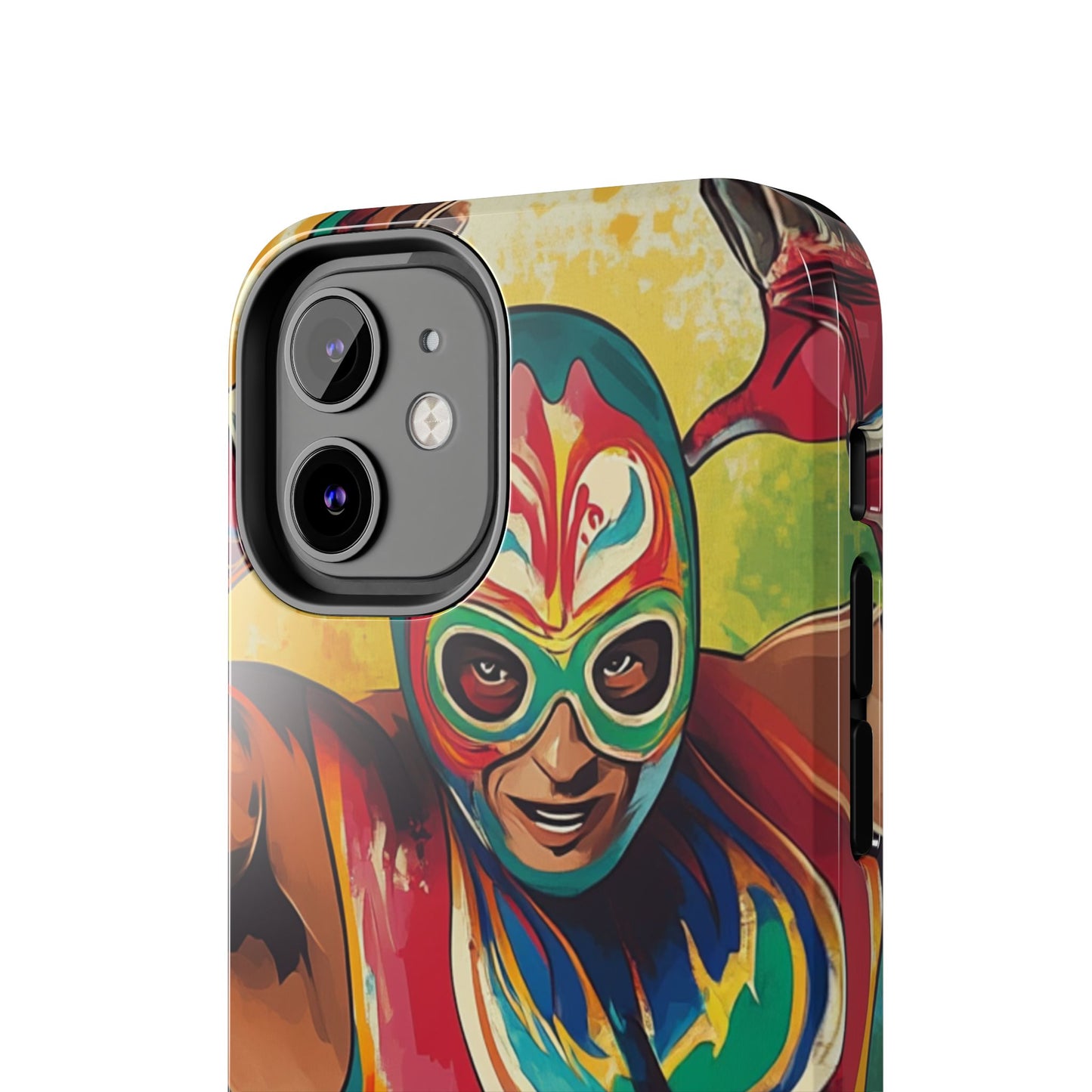 Colorful Lucha Libre Wrestler Tough Phone Case - Protective Phone Cover, Fun Wrestling Fan Gift, Vibrant Masked Wrestler Phone