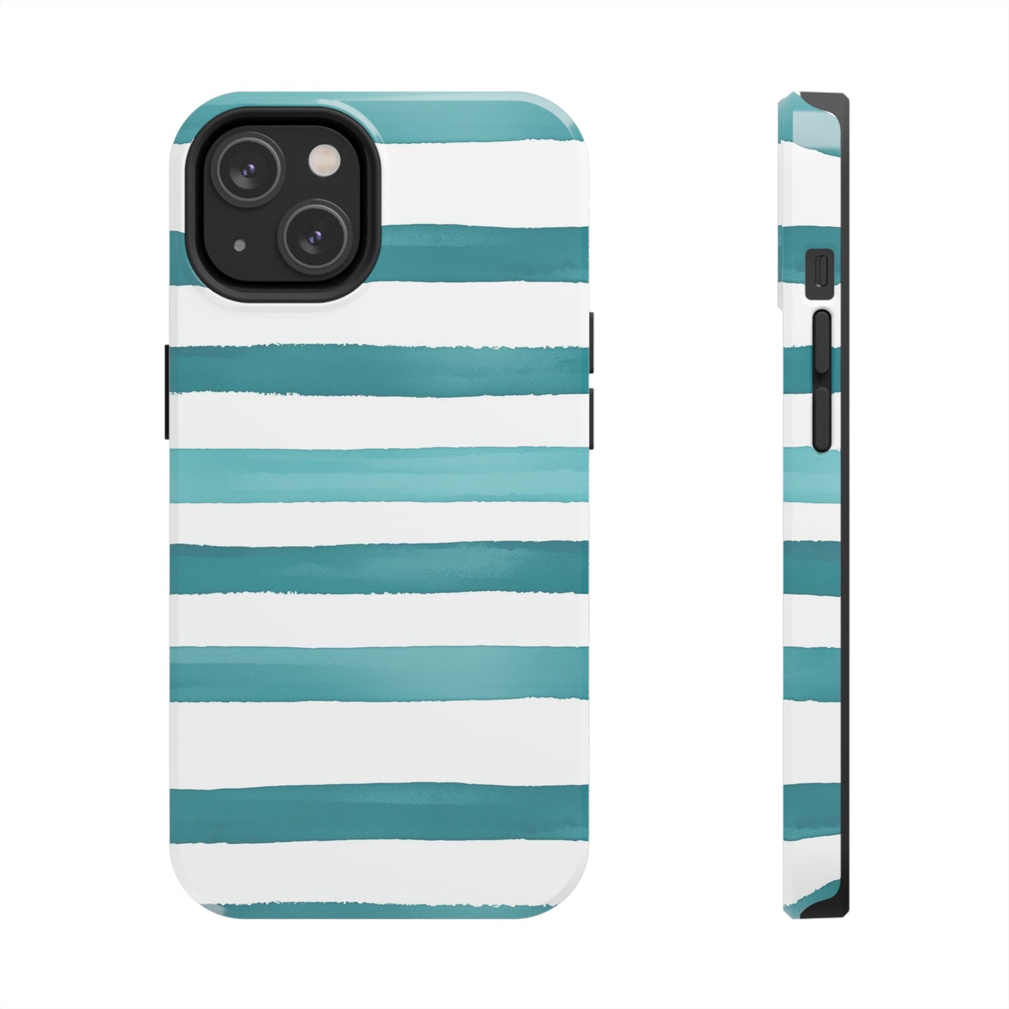 Vibrant Lines | Teal Ocean Striped Tough Phone Case