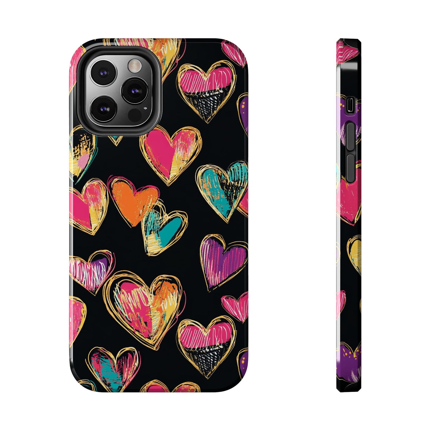 Love is in the Air | Colorful Chalk Hearts Design Phone Case