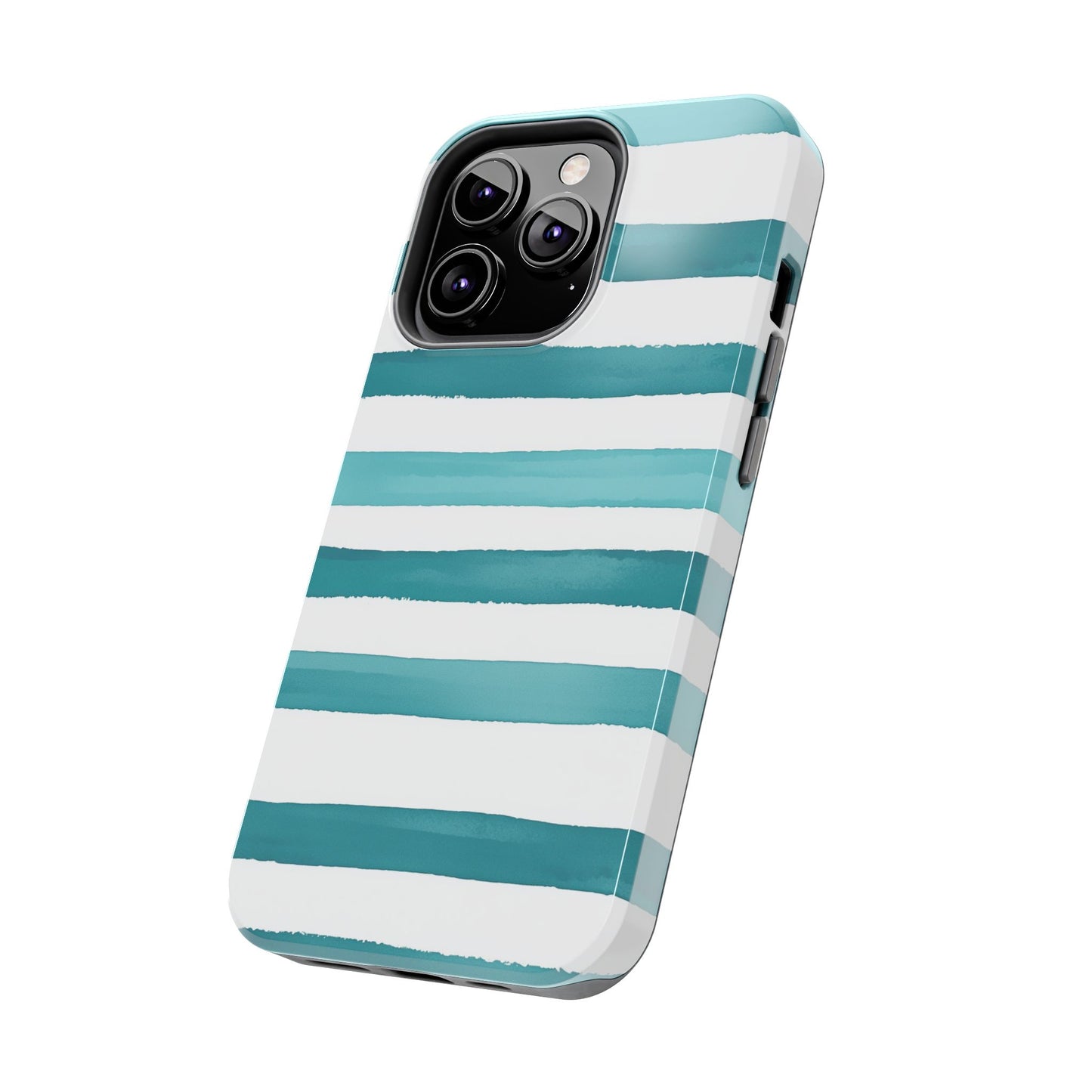 Vibrant Lines | Teal Ocean Striped Tough Phone Case