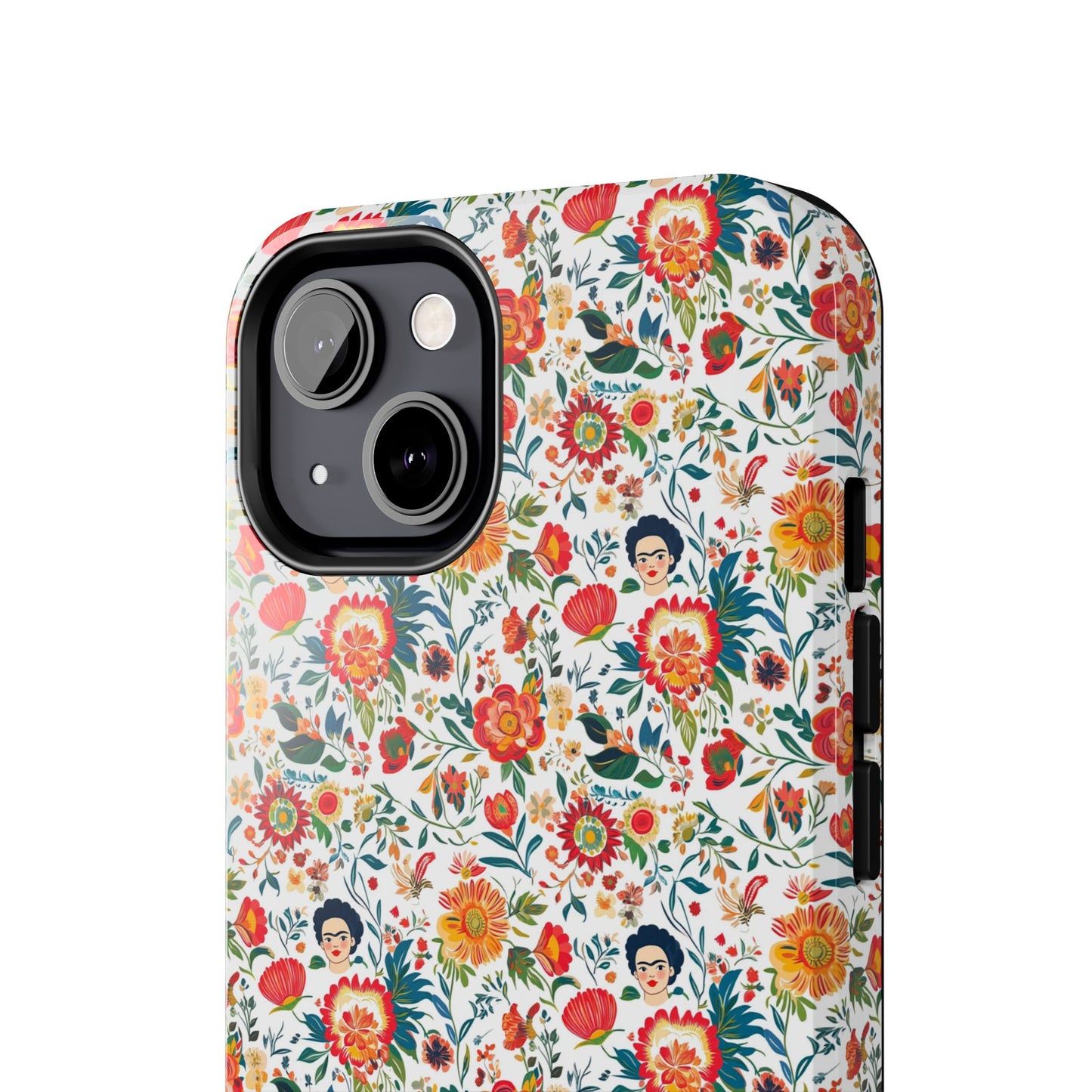 Frida Collection | Colorful Frida Kahlo Tough Phone Case for iPhone, Protective Case, Hard Shell Cover, Shockproof Case, Flower Pattern, Floral Design
