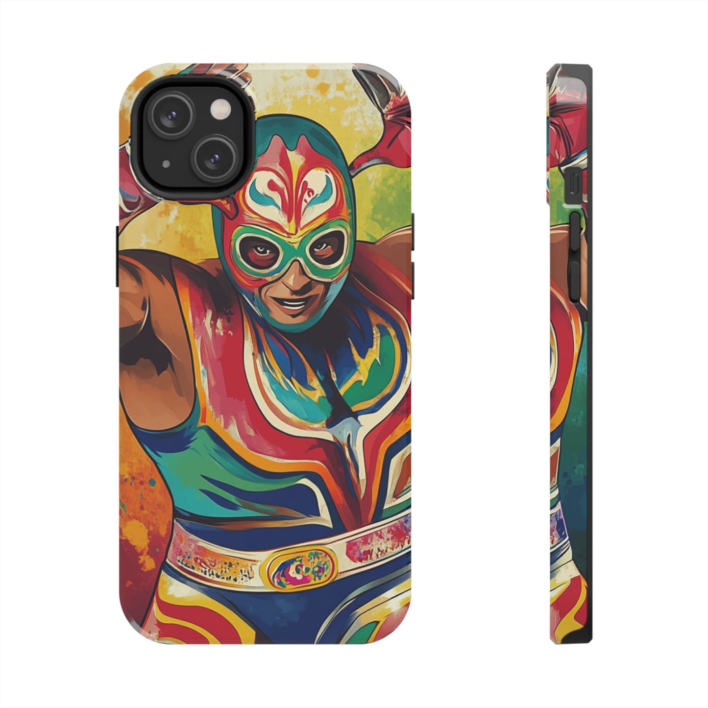 Colorful Lucha Libre Wrestler Tough Phone Case - Protective Phone Cover, Fun Wrestling Fan Gift, Vibrant Masked Wrestler Phone