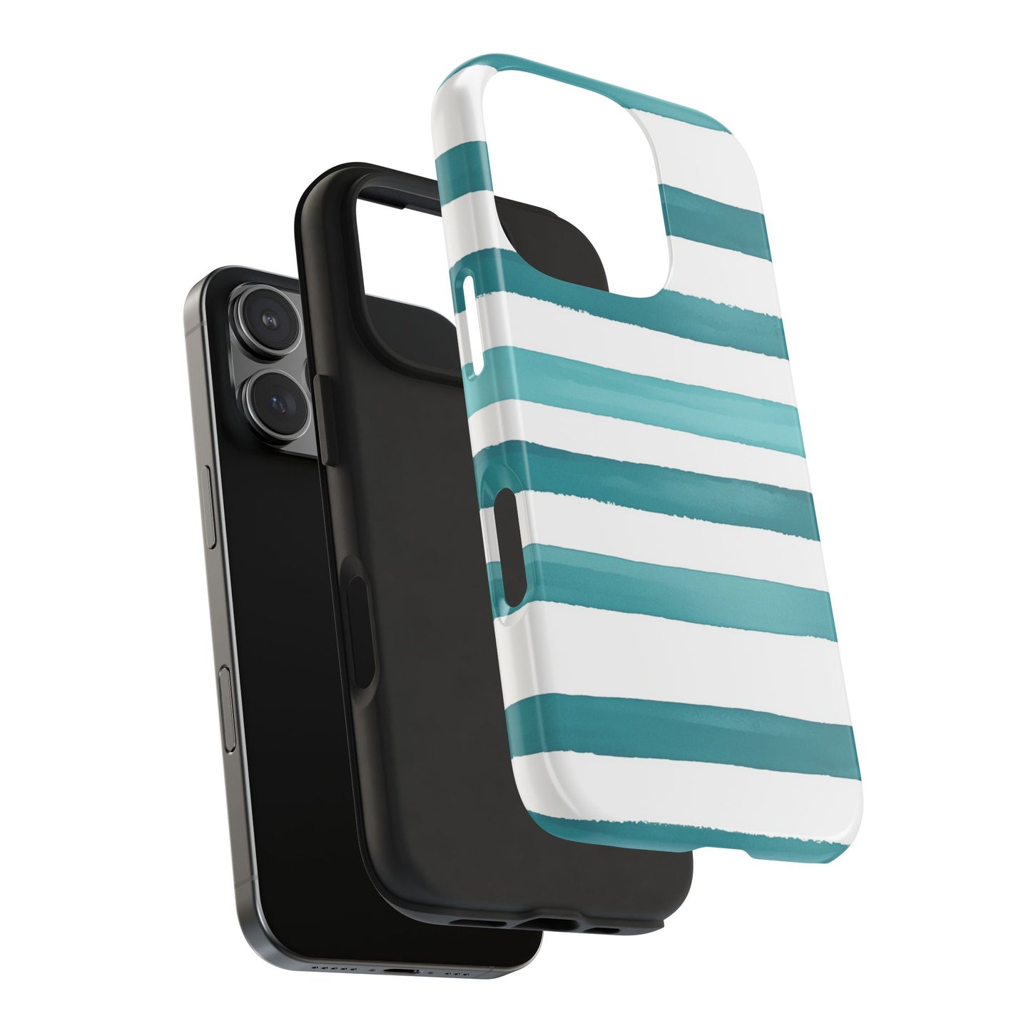 Vibrant Lines | Teal Ocean Striped Tough Phone Case